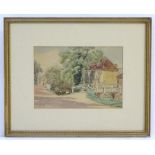 E. J. Humphries, XX, Watercolour, Chilton Street, Clare, Suffolk, A rural street scene with a wooden