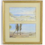 A pair of 1878 Maltese watercolour views framed as one. Each approx. 6 3/4" x 12 3/4" Please