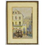 Frank Sherwin (1896-1985), Watercolour, A French market square with figures. Signed lower left.