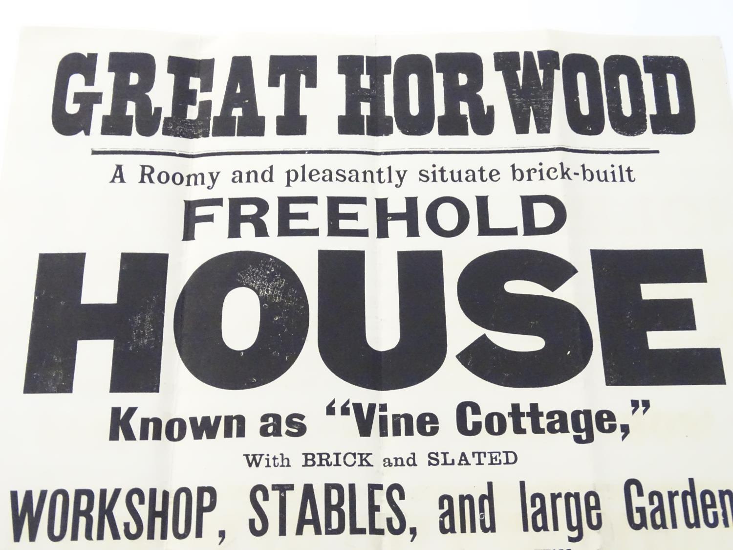 Buckinghamshire local interest : an Edwardian auction poster, ' Great Horwood, a freehold house - Bild 3 aus 5