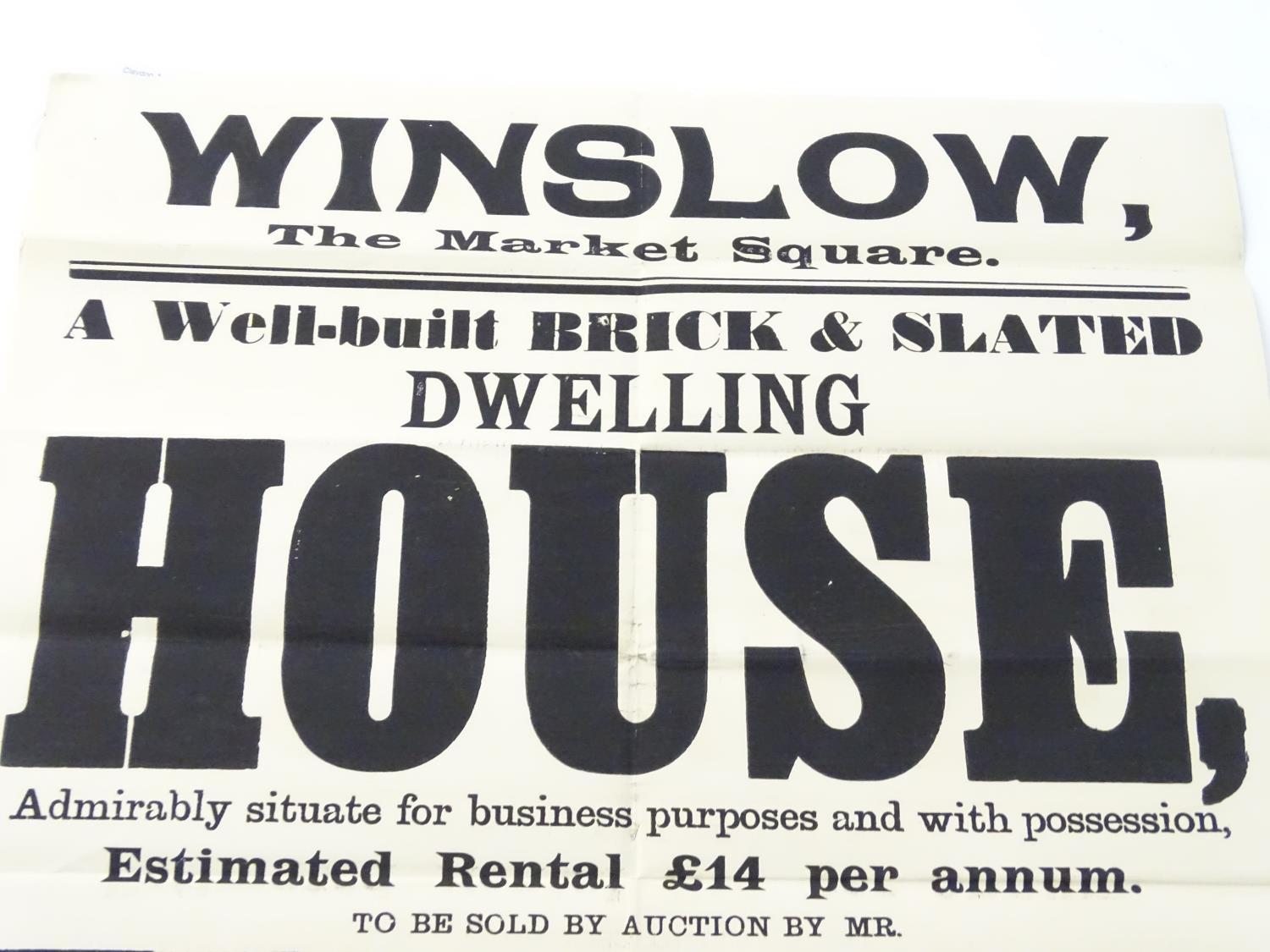 Buckinghamshire local interest : an Edwardian auction poster, ' Winslow, The Market Square... - Bild 5 aus 6