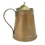 An Arts and Crafts W.A.S. Benson copper and brass tapered hot water jug with inner lining, hinged