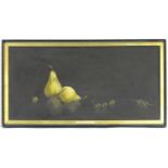 Deborah Jones (1921-2012), Oil on board, Still life with pears. Signed lower left. Approx. 11 1/2" x
