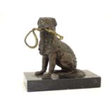 A late 19th / early 20thC bronze desk top inkwell modelled as a dog on a rectangular base. Approx. 5