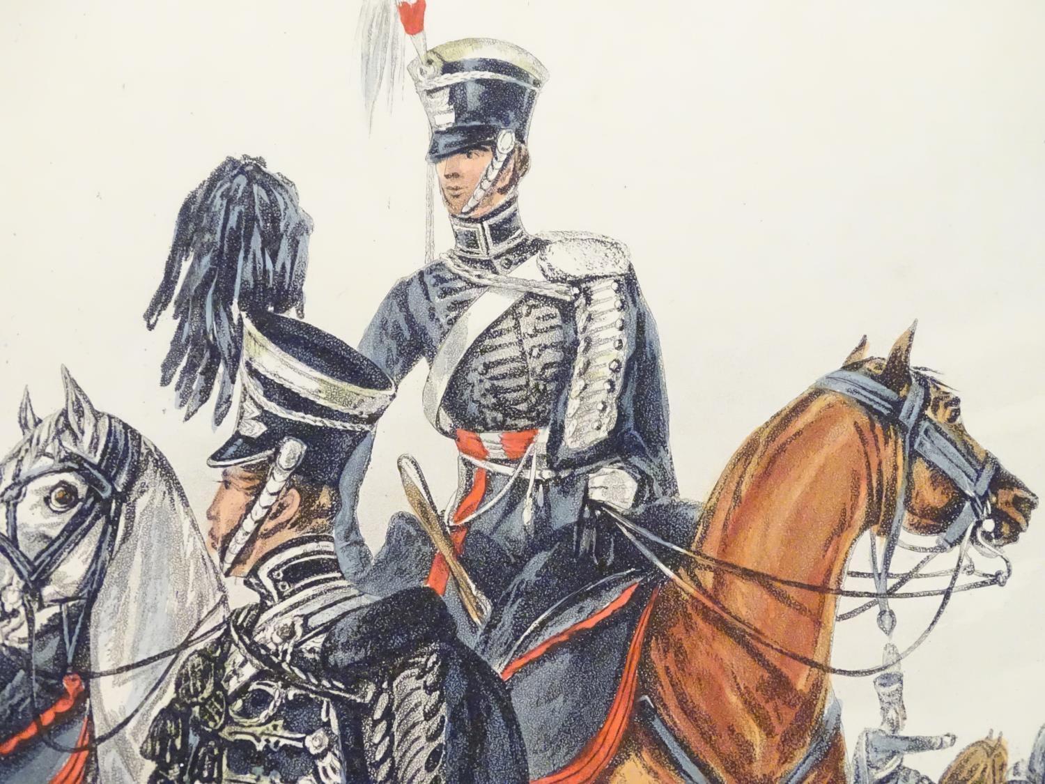 Militaria : 'Fores's Yeomanry Costumes, Plate 1.' A 20thC polychrome print depicting Officers of the - Image 8 of 12