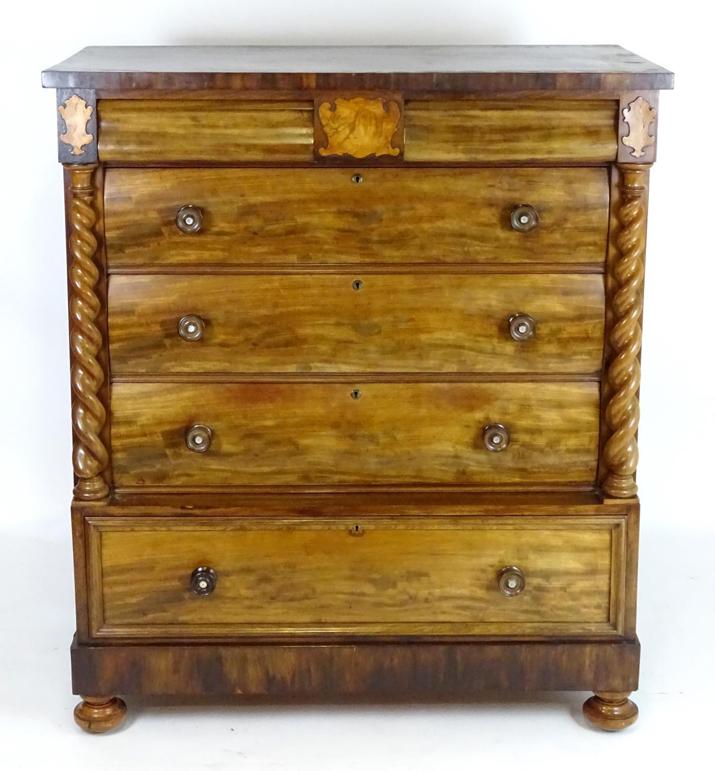 A mid 19thC mahogany north country chest of drawers comprising two short cushion drawers over four - Bild 8 aus 14