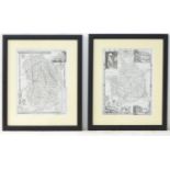Maps: Two monochrome engraved and hand coloured county maps, one depicting Momouthshire with a