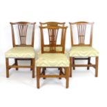 A set of four late 18thC Ash Chippendale style side chairs, the chairs having shaped top rails and