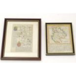 Maps: Two 18thC maps of Bedfordshire, comprising a hand coloured road strip map, published in John