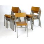 Vintage Retro, Mid Century: a set of twelve Remploy stacking chairs, of steel construction with