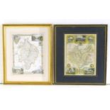 Maps: Two engraved and hand coloured county maps after Thomas Moule, one depicting Warwickshire with