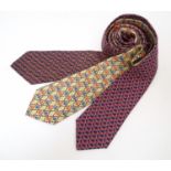 3 Hermes silk ties, in various colours and designs (3) Please Note - we do not make reference to the