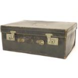A Victorian vanity case with a fitted green lined interior, the claps marked Drew & Sons, Piccadilly