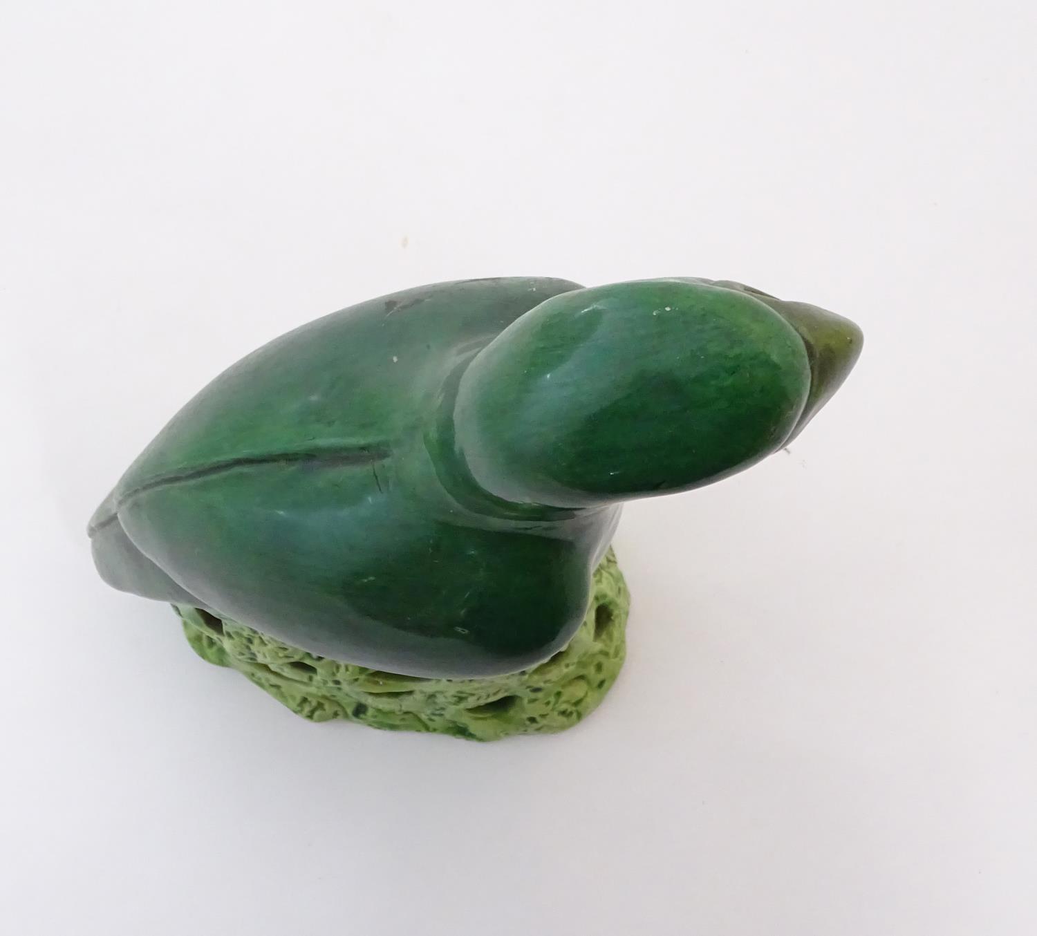 A Chinese model of a parrot with a green glazed on a pierced base. Approx. 12" high Please Note - we - Image 2 of 9