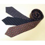 3 Hermes silk navy and red ties, of various designs (3) Please Note - we do not make reference to