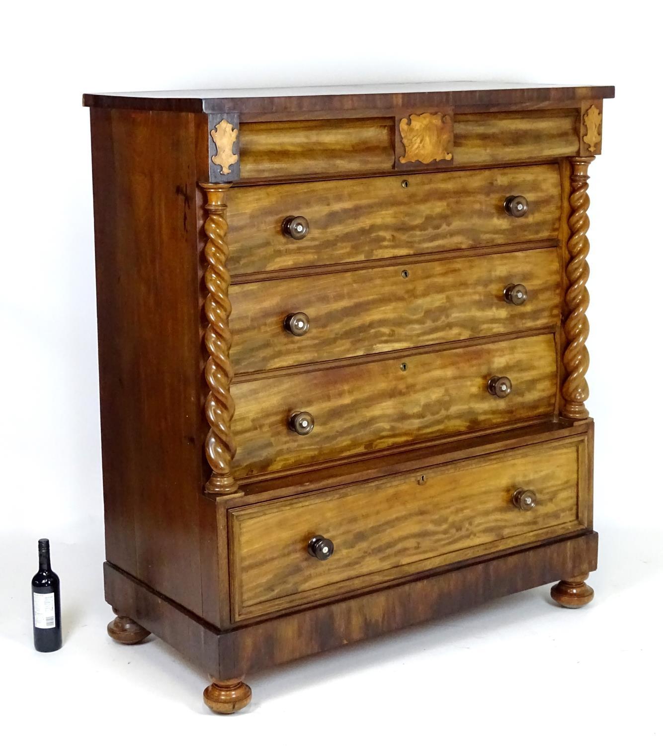 A mid 19thC mahogany north country chest of drawers comprising two short cushion drawers over four - Bild 4 aus 14