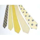 5 Turnbull & Asser London silk ties in yellow and navy designs. (5) Please Note - we do not make