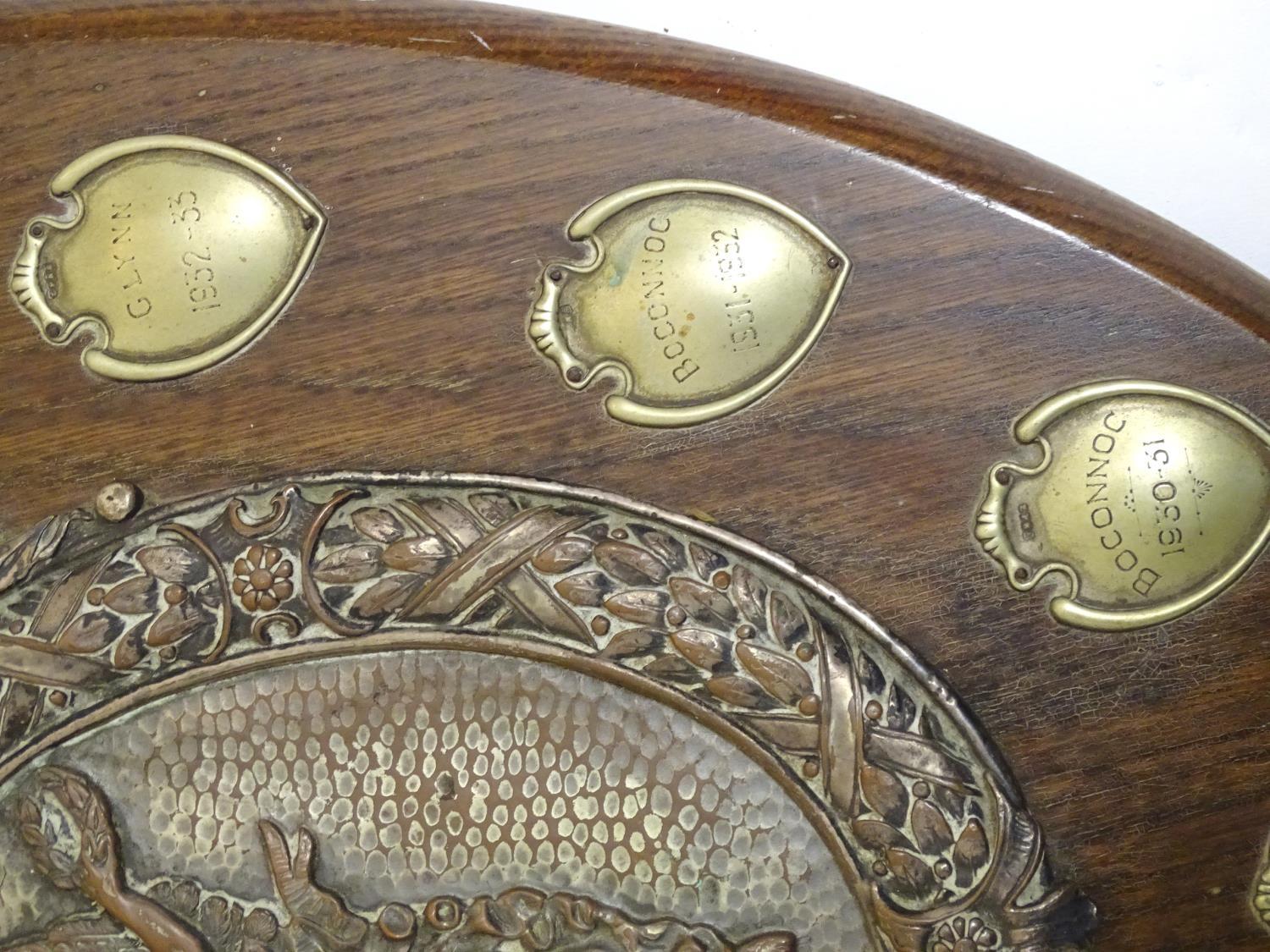 An early - mid 20thC trophy shield, of carved oak with silver plated mounts, inscribed Lanivet - Image 5 of 10