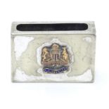 A silver plated match box case / cover having coat of arms to top for the Orient Steam Navigation