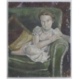Herbert James Franklin, XX, Oil on canvas, Melanie, A portrait of a young girl on a sofa. Ascribed