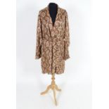 A vintage John Morgan mens wrap style dressing gown/robe, with tie belt. Ecru ,orange and brown