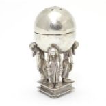 A Russian silver Judaica besamim / balsaminka spice holder, the spice ball supported by three bowing