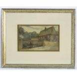 Boddington, XX, Watercolour, St Josse, A Continental countryside street scene with figures. Titled