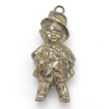 A novelty silver plate rattle formed as a young child 2 1/4" high Please Note - we do not make