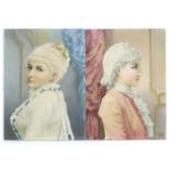 Louis Gustave Siever, XIX, French School, Oil on ceramic tiles, x2, A pair of portraits, a young