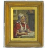 J. F. Jones, XIX, English School, Oil on canvas, A portrait of an old lady wearing a bonnet seated