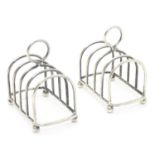 Two 5 bar toast racks hallmarked 1909/1911 maker Haseler Brothers (Edward John Haseler & Noble