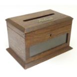 A Victorian country house correspondence / letter box, the hinged top with letter slot and applied