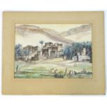 XX, Egyptian School, Watercolour, A view of the town Araba el Madfuna, Abydos, from the River