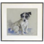 H. J. Butler, XX, Pastels on paper, A portrait of a terrier dog. Signed lower right. Approx. 14 1/2"