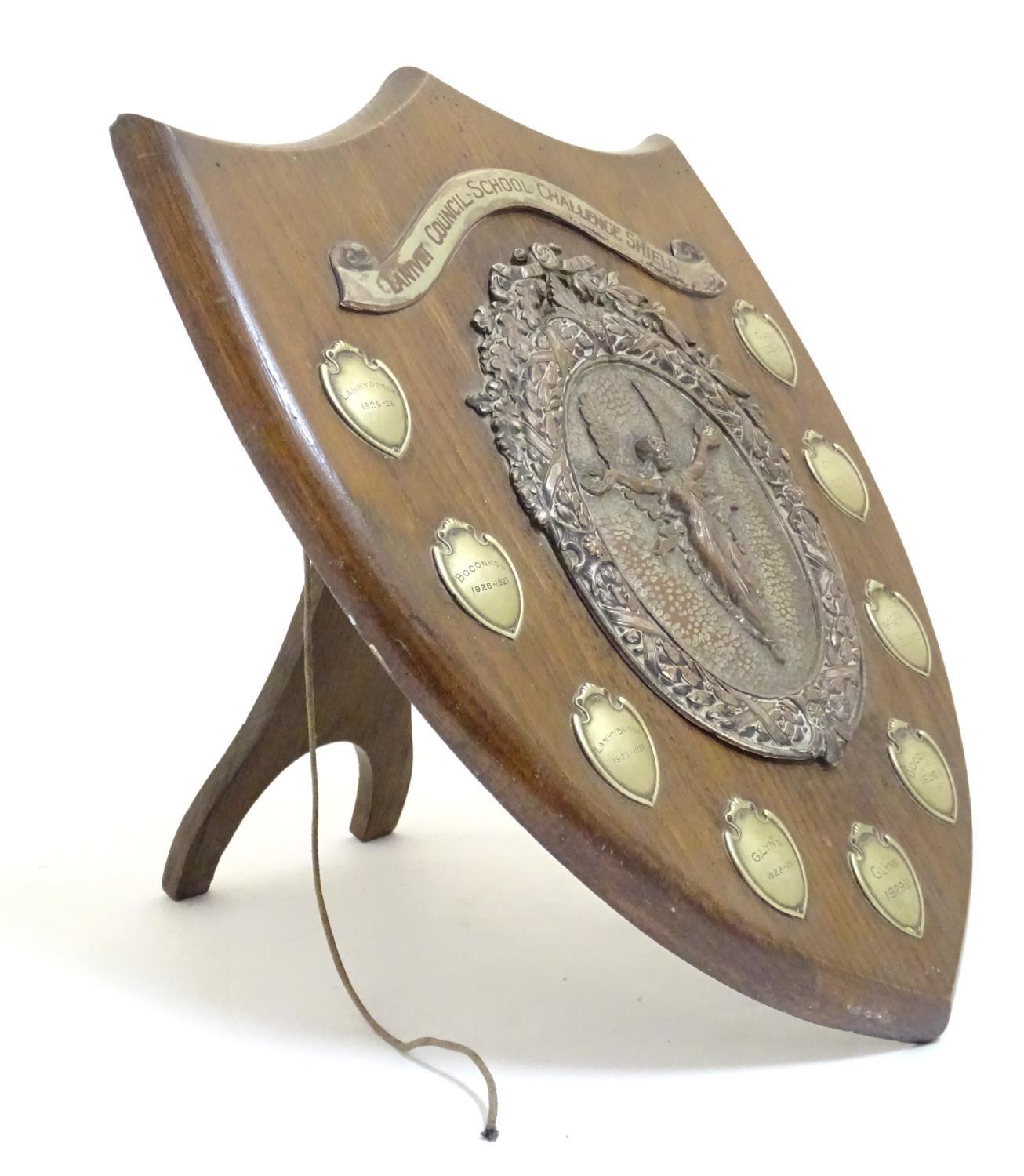 An early - mid 20thC trophy shield, of carved oak with silver plated mounts, inscribed Lanivet - Image 10 of 10