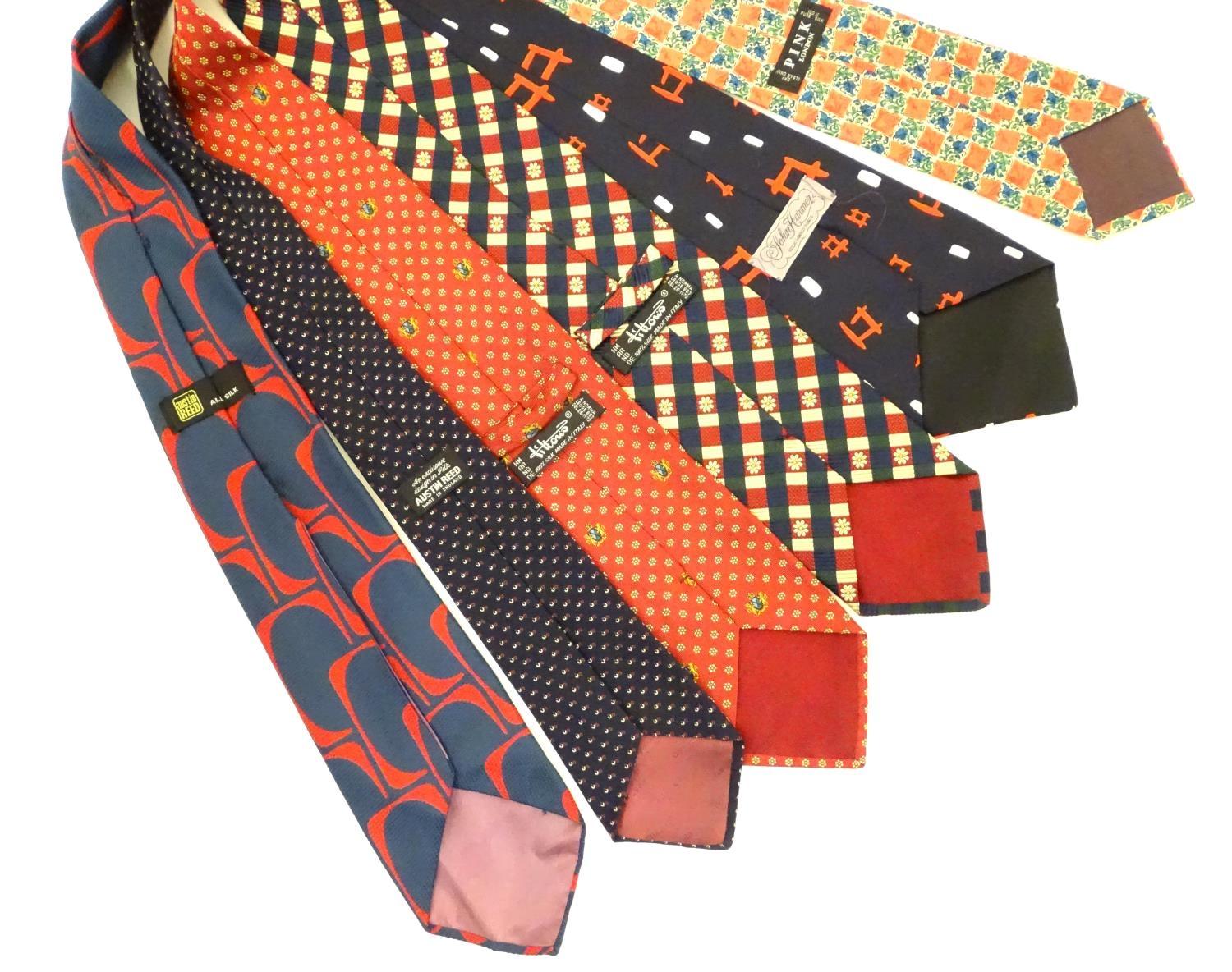 6 silk ties in navy and reds by Austin Reed, Tittorio, Pink and John Harmer (6) Please Note - we - Image 6 of 9