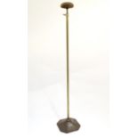 A 20thC milliner's adjustable hat stand. Together with a vintage summer straw hat with miniature