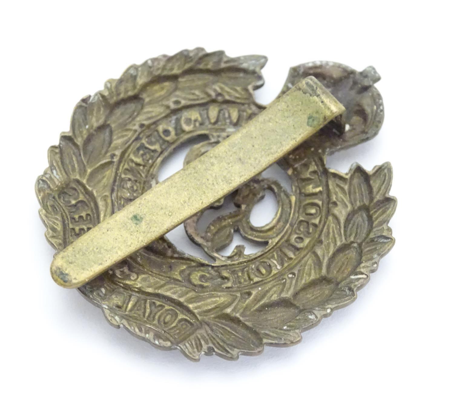 Militaria : a mid-20thC brass Royal Engineers cap badge and lapel badge, the largest 1 5/8" wide |( - Image 5 of 6