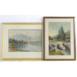 Milton Drinkwater, Watercolours, Two Scottish Loch scenes. Signed lower. Largest approx. 11 1/2" x