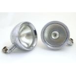 Automobilia : A pair of 1930's car headlamps by Rotax, with chromed finish and frosted glass, each