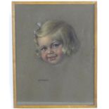 Tom Purvis, XX, Pastel drawing on paper, A portrait of young girl. Signed lower left. Approx. 18"