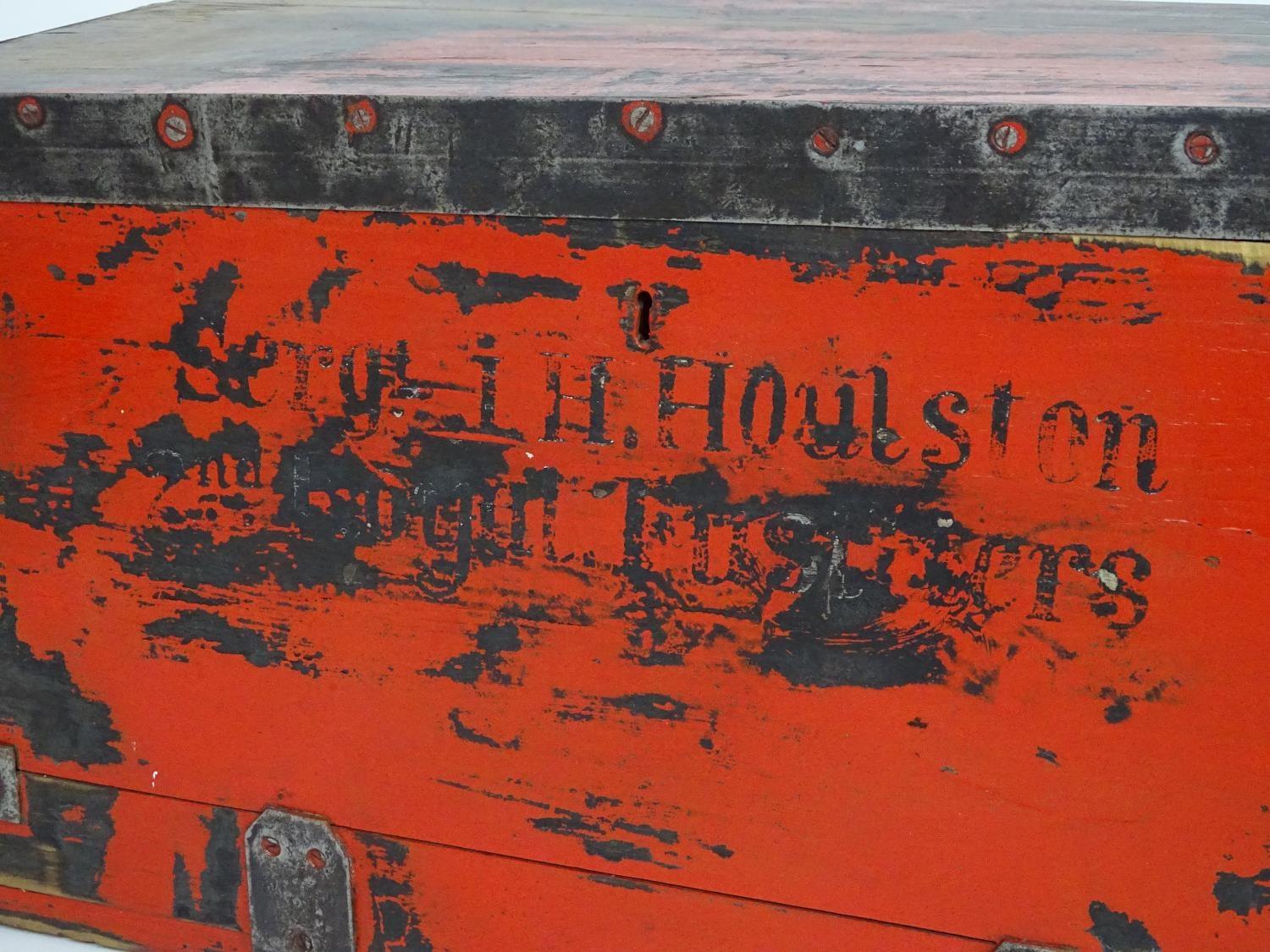 An early 20thC wooden transit / kit trunk , marked 'Sergeant L. H. Houltson , 2nd Royal - Image 7 of 8