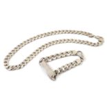 A Gentleman's silver necklace and bracelet of chain form. The necklace 20" long (162g) Please Note -