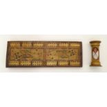 Toys: A late 19th / early 20thC cribbage board with playing card decoration, together with a treen