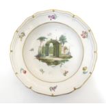 An Italian Geminiano Cozzi soup bowl / dish, the centre depicting a view of Berso, Italy, with