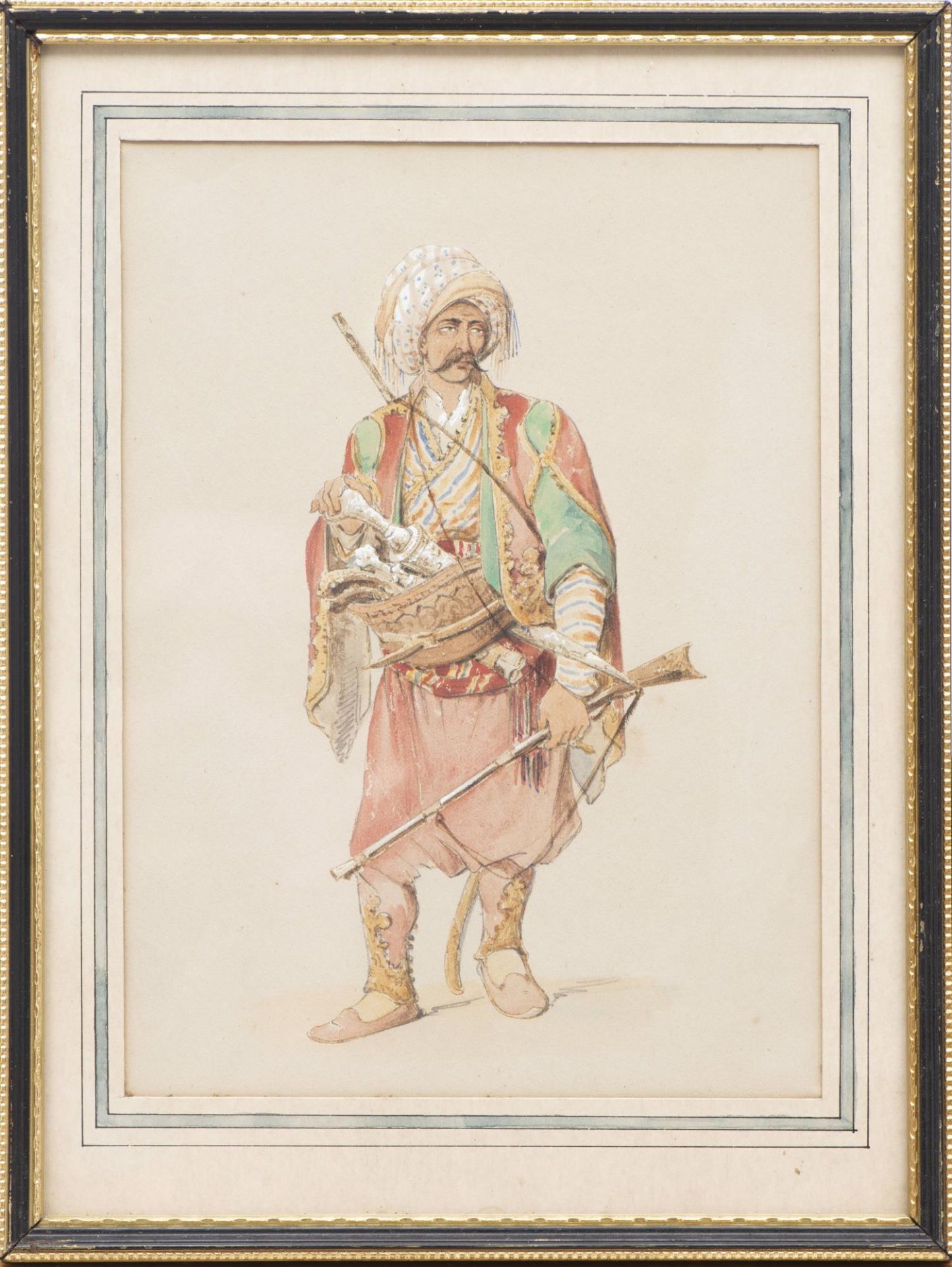 Ensemble de 6 aquarelles orientalisantes représentant 3 hommes et 3 femmes en tenues [...] - Bild 10 aus 13