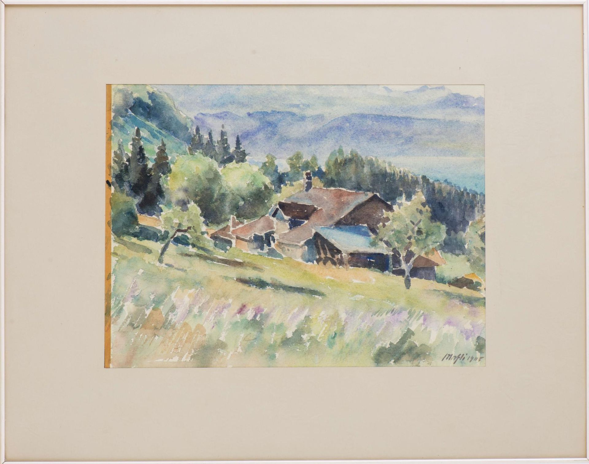 Walter Mafli (1915-2017) "Chalet d'alpage", aquarelle sur papier, sbd et datée. [...] - Bild 2 aus 4