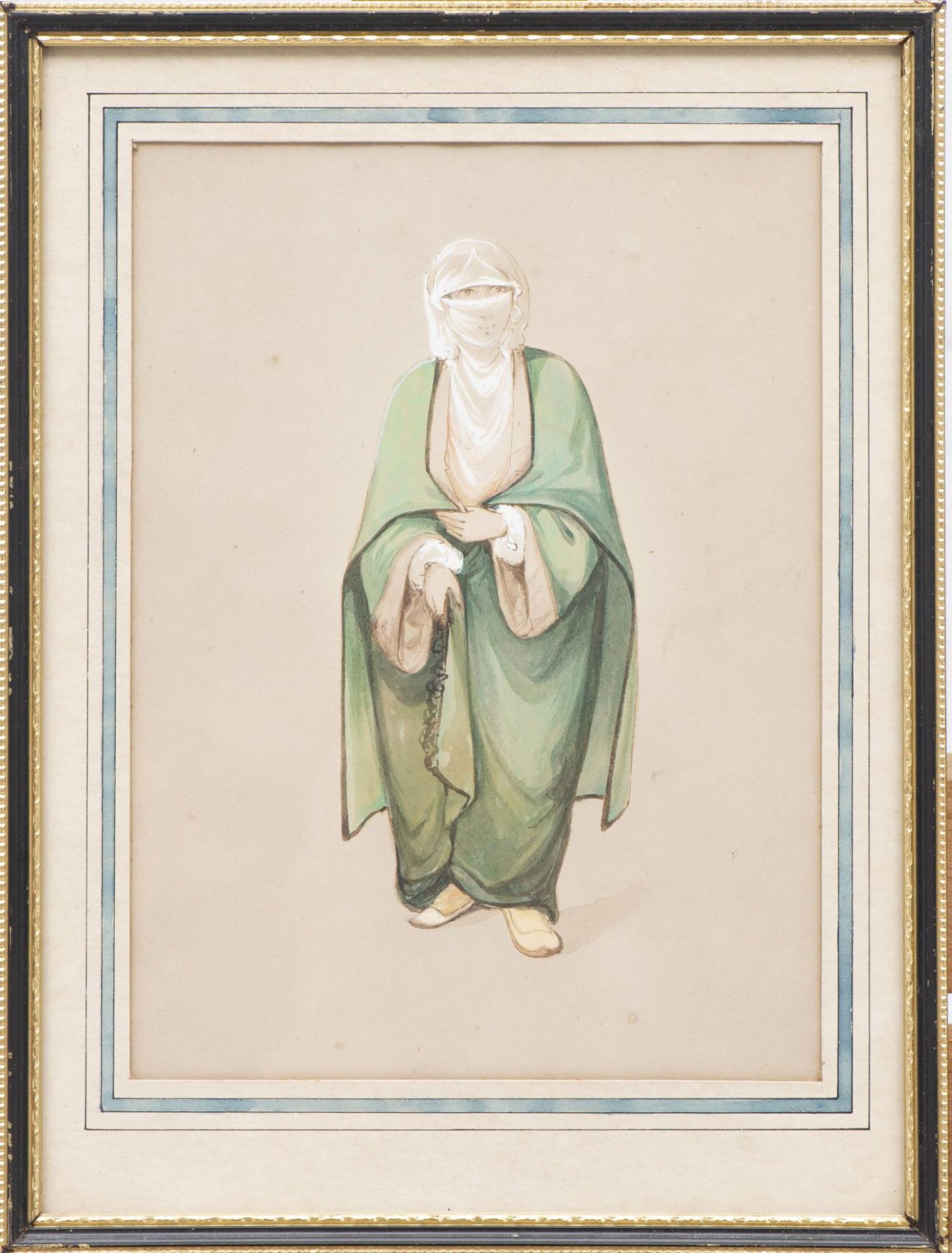 Ensemble de 6 aquarelles orientalisantes représentant 3 hommes et 3 femmes en tenues [...] - Bild 12 aus 13