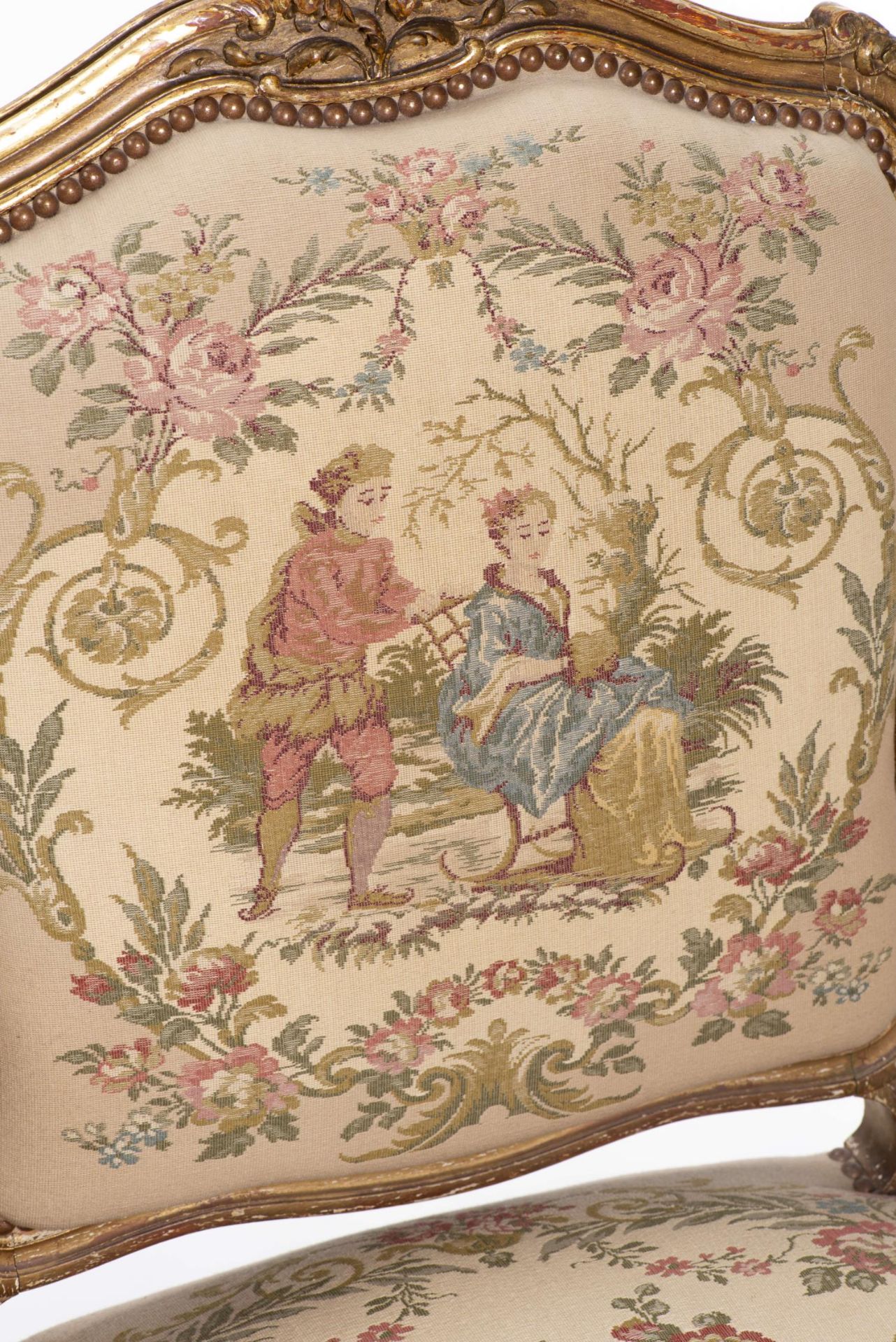 Salon de style Louis XV composé de quatre fauteuils et un canapé, à bâti en bois [...] - Bild 10 aus 15