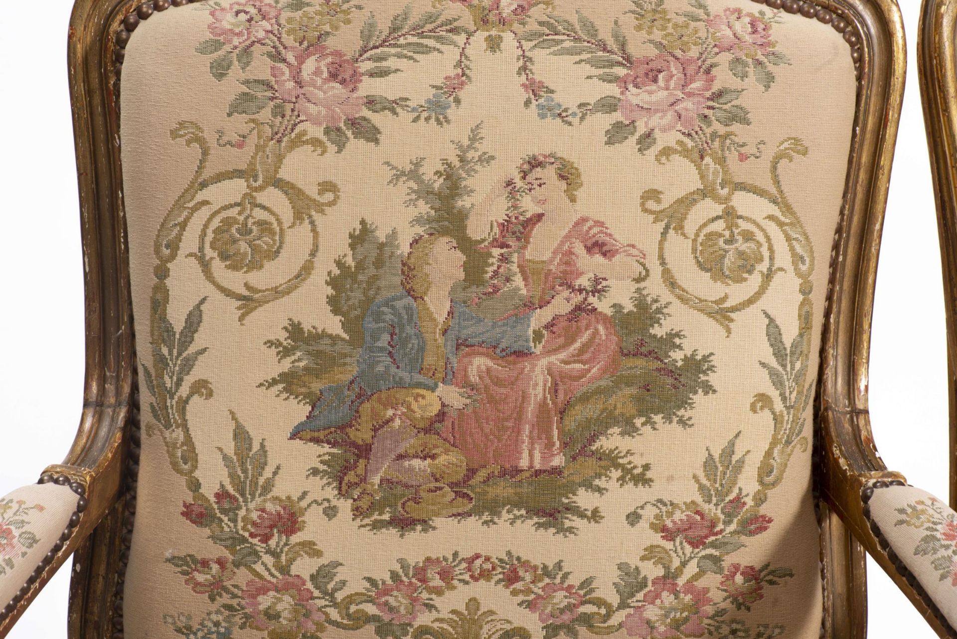 Salon de style Louis XV composé de quatre fauteuils et un canapé, à bâti en bois [...] - Bild 12 aus 15